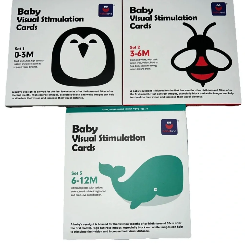 3 sets Beiens Visual Stimulation Cards 0-12 months Hand Eye Coordination